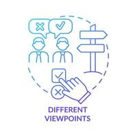 Different viewpoints communication blue gradient concept icon. Team communication abstract idea thin line illustration. Isolated outline drawing. Roboto-Medium, Myriad Pro-Bold fonts used vector