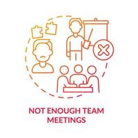 Not enough team meetings red gradient concept icon. Communication limitation in team abstract idea thin line illustration. Isolated outline drawing. Roboto-Medium, Myriad Pro-Bold fonts used vector