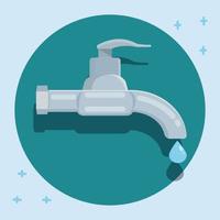 Faucet with Water  drop vector illustration