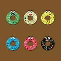 donuts con ilustración de vector de carácter de boca y ojos