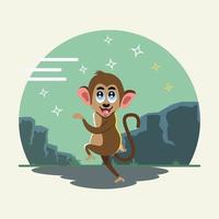 Ilustración de vector de diseño de danza de mono divertido