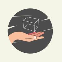 Hand hold cuboid design vector