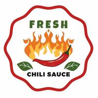 Fresh chili sauce logo vector illustration