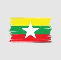 trazos de pincel de la bandera de myanmar. bandera nacional vector