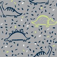 Dinosaur seamless pattern on grey vector