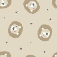 cute lion face seamless pattern vector