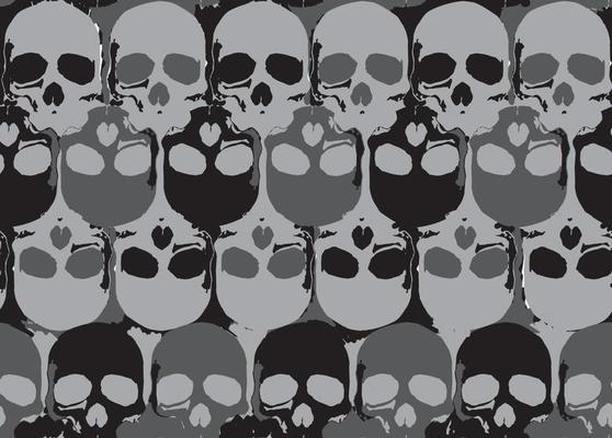 Black Grey Skull Seamless Pattern