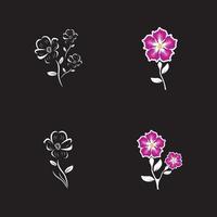 Flower icon and symbol with black background vector