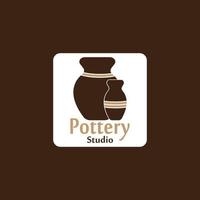 taller de cerámica estudio logo vector plantilla