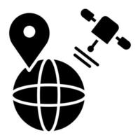 Satellite Earth Glyph Icon vector