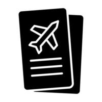 Flight Ticket Glyph Icon vector