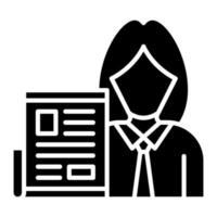 Female Journalist Glyph Icon vector