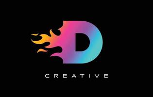 D Letter Flame Logo Design. Fire Logo Lettering Concept. vector