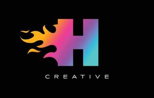 Diseño de logotipo de letra h llama. concepto de letras del logotipo de fuego. vector