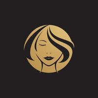 icono de estilo de cabello largo de mujer de belleza vector