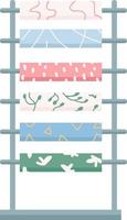 Stand with wallpaper rolls semi flat color vector object