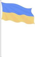 Waving ukrainian flag on pole semi flat color vector object