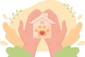 Facility providing food and shelter to homeless animals 2D vector isolated illustration