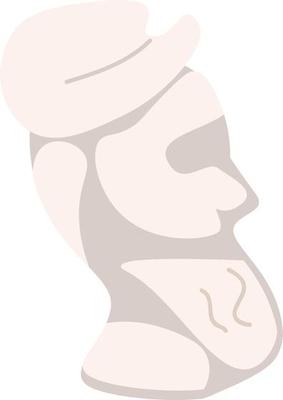 Bearded man head sculpture semi flat color vector object