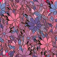 Seamless pattern with abstract flowers and leaves vector