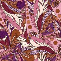 Seamless pattern background with abstract leaves and flower vector