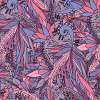 Seamless pattern with abstract flowers and leaves vector