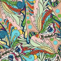 Seamless pattern background with abstract leaves and flower vector