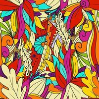 Floral seamless pattern with leaves, flowers and berries. vector