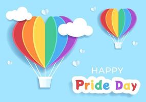 feliz día del mes del orgullo con el arco iris lgbt y la bandera transgénero para desfilar contra la violencia, la discriminación, la igualdad o la homosexualidad en la ilustración de dibujos animados vector