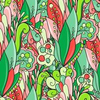 Floral seamless pattern with leaves, flowers and berries. vector