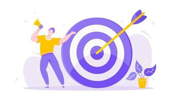 Goal achievemen business concept sport target icon and arrow in the bullseye. vector