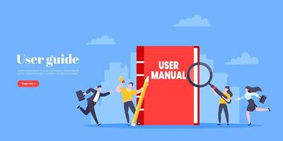 User manual guide book flat style design vector illustration.