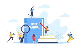 User manual guide book flat style design vector illustration.