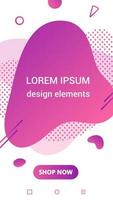 Modern vertical mobile liquid abstract shape gradient memphis style design fluid vector colorful illustration banner simple graphics for app, presentation, sale, brochure isolated on white background.