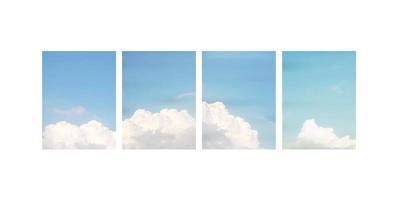 White cloudy in the blue sky natural background in four frame on white background photo