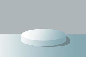 circle Pedestal of Platform display with blue gray podium on grey background. Blank Exhibition or empty product shelf, abstract photo