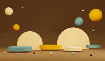 3D Rendering autumn color theme podium product display in pastel colors scene for commercial. 3d render illustration. photo