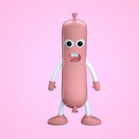 Character is a sausage in the cartoon 3d style