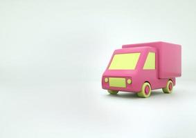 ilustración 3d de furgoneta de carga rosa de entrega foto
