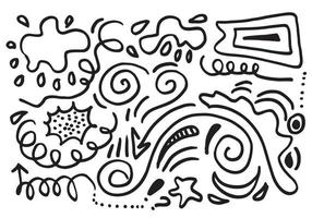 Hand drawn vector sketchy Doodle cartoon set of curls and swirls decorative elements for concept design