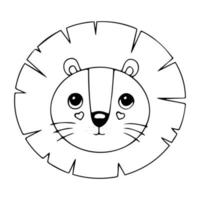 Cute cartoon lion face, vector icon