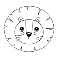 Cute cartoon lion face, vector icon