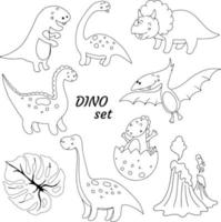 Dinosaurs vector set in cartoon style