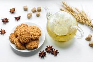 Homemade corn cookies on a dark concrete background photo