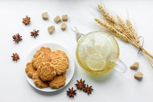 Homemade corn cookies on a dark concrete background photo