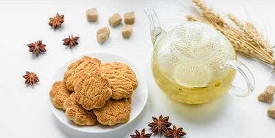 Homemade corn cookies on a dark concrete background photo