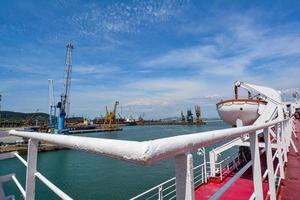 Panoramic shot of a ship port in a daytime.