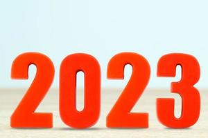 Shot of a number 2023 made of red plastic new year photo