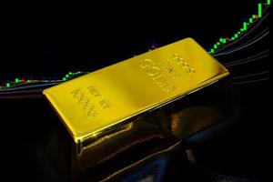 Gold bullion at trading and chart background photo