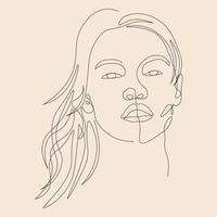 una línea de arte moderno dibujado a mano mujeres potrait cara ilustración vector